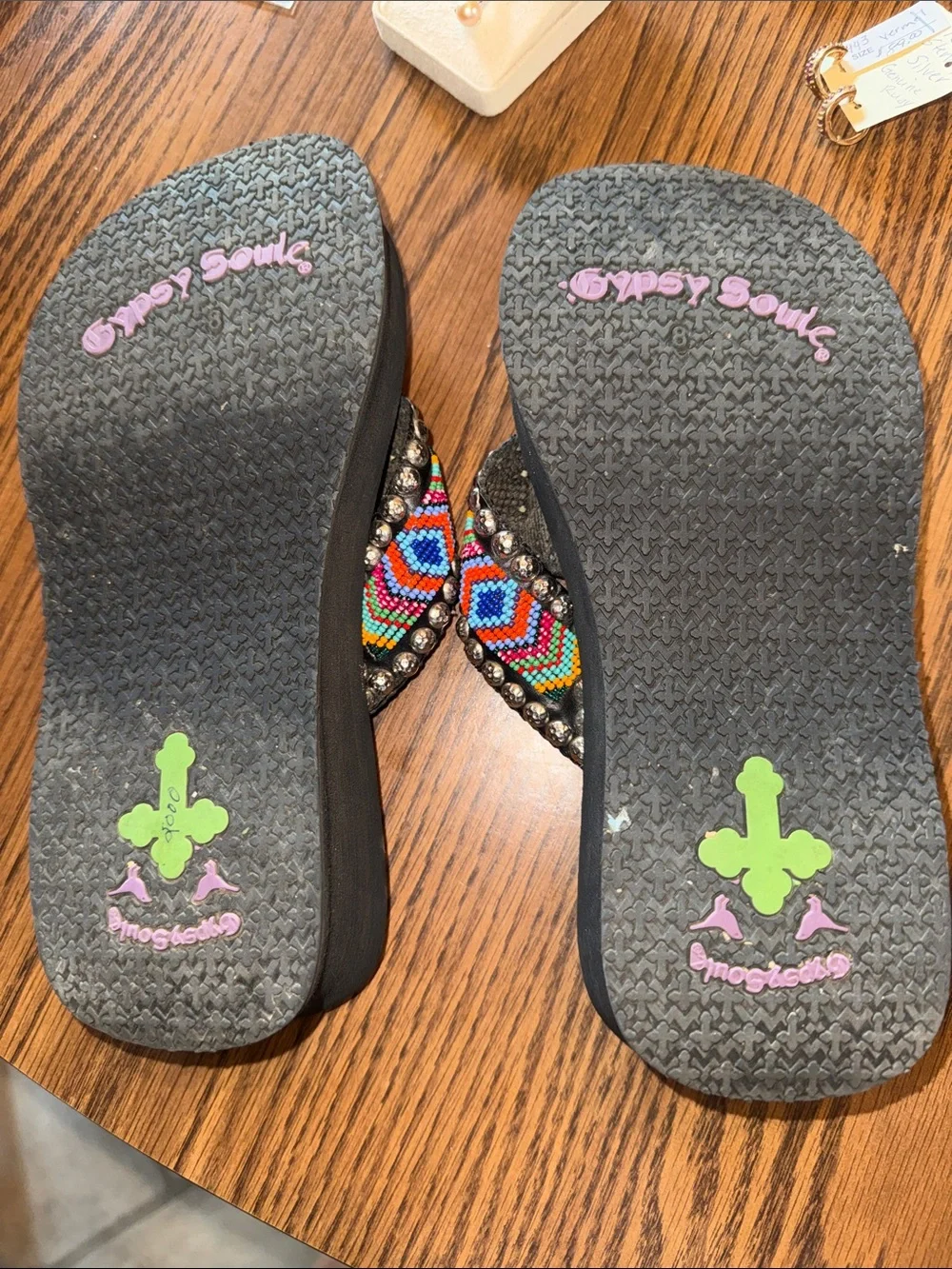 😍Great USED Condition Gypsy Soule Jewelled Beaded 8 Women's Flip Flop Sandal
